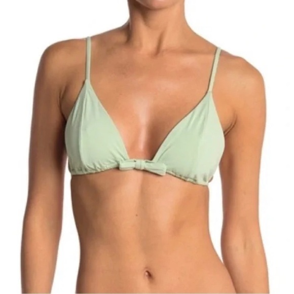 We wore what light sea foam green triangle bikini bra top with bow thin straps - Picture 1 of 5